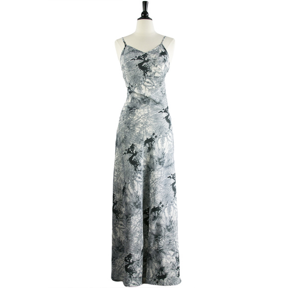 RAGA | Fitted Gray Smoke Print Maxi Slip Dress - Picture 1 of 5